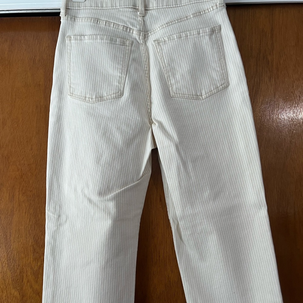 Old Navy Cream Striped Button-Fly Pants - Picture 2 of 6